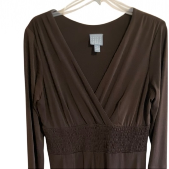 Rabbit Rabbit Design Brown All Occasion Umpire  Waist VNeck Swing Skirt Dress 12 - Picture 5 of 11